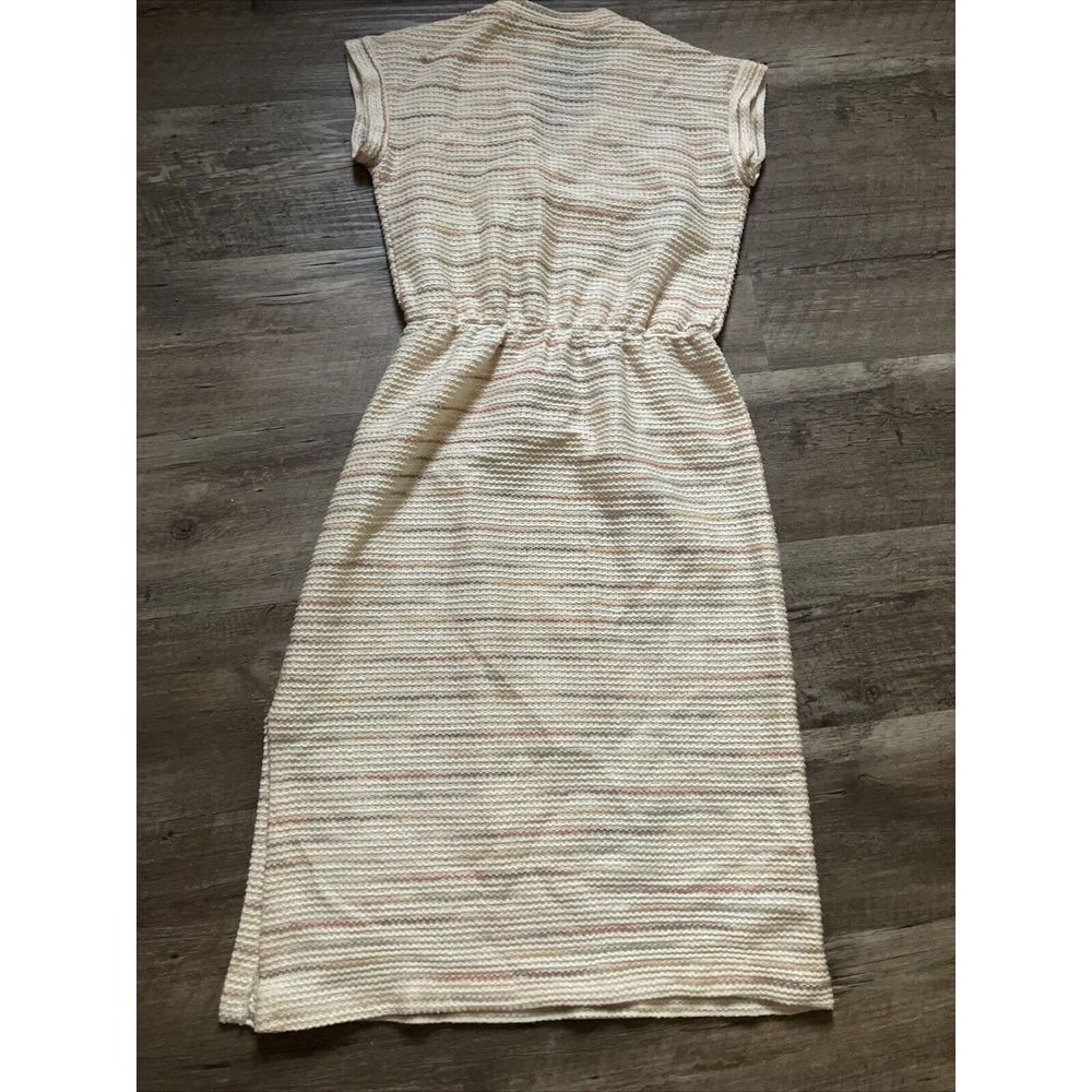 Vintage Malouf of Dallas Women Knit Midi Dress Striped V-Neck Elastic Waist Sz 8 - Picture 9 of 11